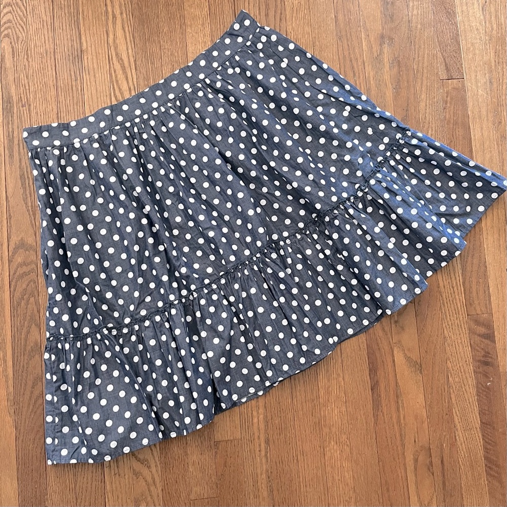 EShakti Polka Dot Ruffle Full Skirt Chambray Pockets Size 2X/22W